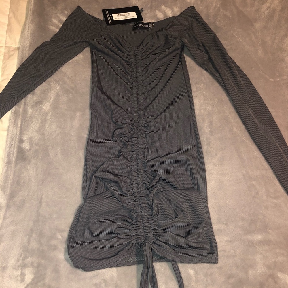 Charcoal colored long sleeve dress